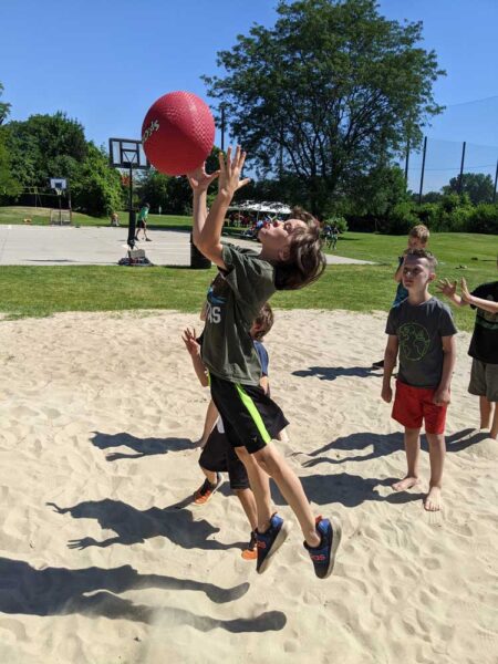 sports-at-camp-mirage-summer-day-camp playing dodge ball at camp mirage
