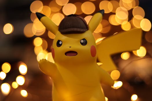 pexels-photo-1716861-1716861 A close-up of a Pikachu figurine illuminated by a warm bokeh effect, creating an eye-catching visual.